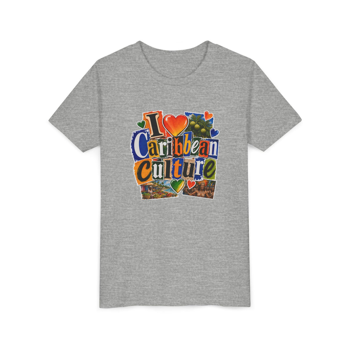 Youth Tee - "I  Caribbean Culture" Graphic Shirt (Caribbean Music, Food, Vibes)