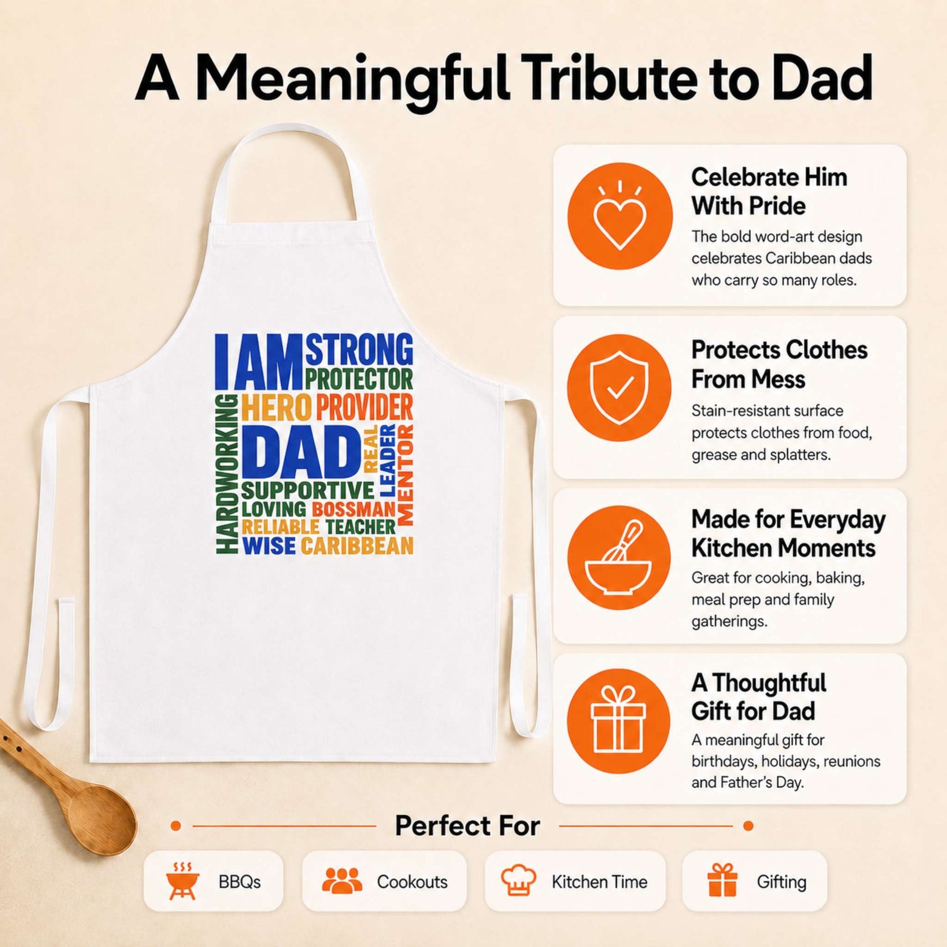 Caribbean Dad Appreciation ceramic mug with colorful I Am Dad word cloud design.