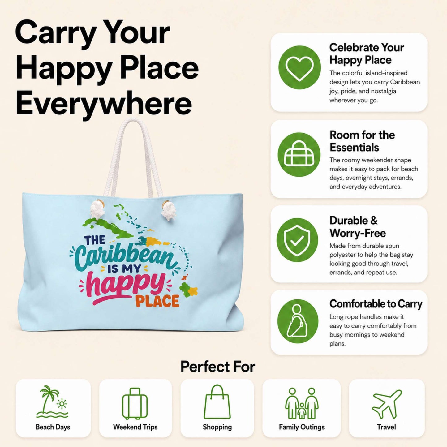 Caribbean Happy Place Weekender Bag