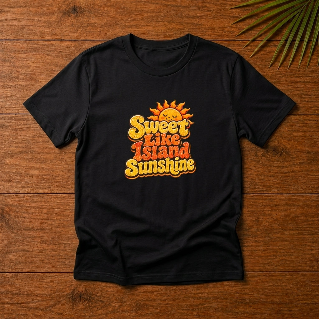 Youth shirt with cheerful Sweet Like Island Sunshine design for Caribbean kids and family matching outfits.
